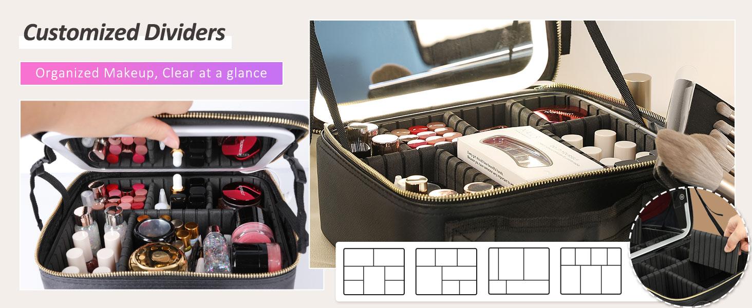 Behaesty Leopard Print 3-in-1 LED Vanity Makeup Bag with 3 Detachable Mirrors & Adjustable Dividers for Travel Desk or Dorm USB Rechargeable Stylish Organizer Handheld Cosmetic Pouch TikTokShopBlackFriday