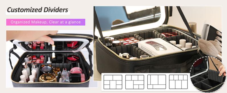 Behaesty Leopard Print 3-in-1 LED Vanity Makeup Bag with 3 Detachable Mirrors & Adjustable Dividers for Travel Desk or Dorm USB Rechargeable Stylish Organizer Handheld Cosmetic Pouch TikTokShopBlackFriday