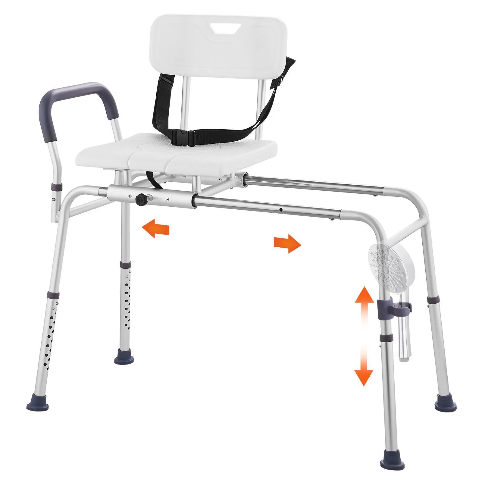【SummerFinds】VEVOR Sliding Tub Transfer Bench,  , Height Adjustable Bathtub Transfer Bench with Cut-Out Seat, Reversible Backrest & Safety Belt, Non-Slip Shower Chair for Elderly Disabled Handicap, 400LBS Capacity