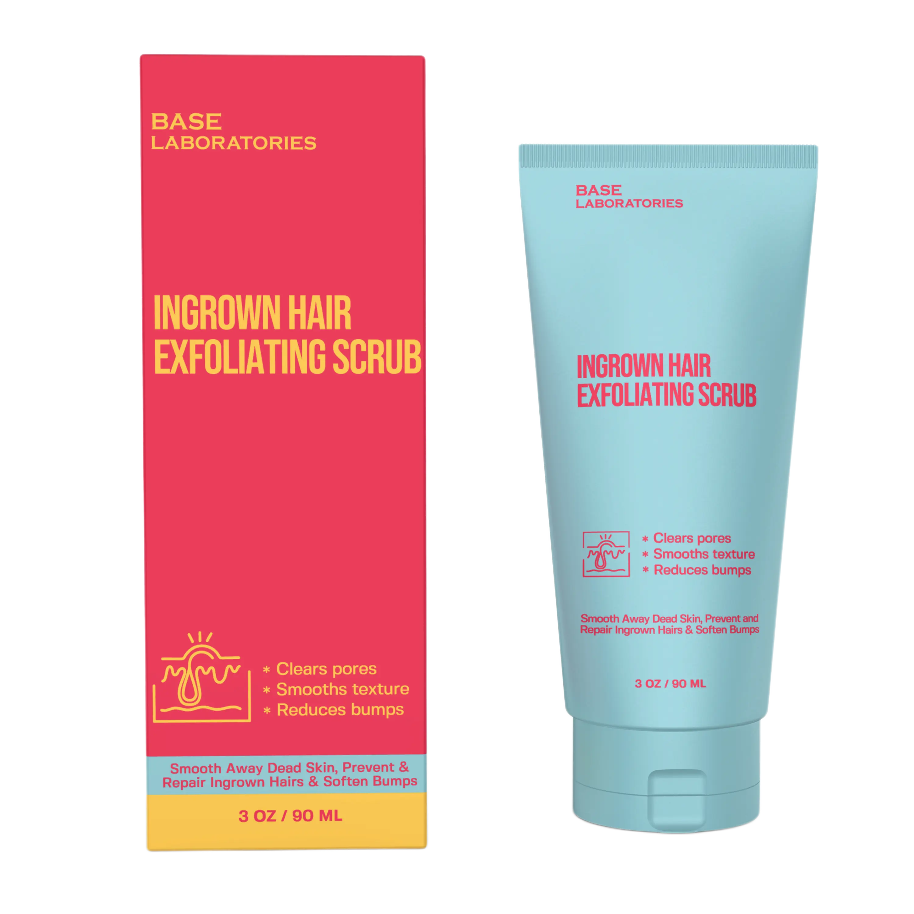 KP Exfoliating Body Scrub – AHA + BHA Ingrown Hair & Razor Bump Treatment for Legs, Arms, Bikini Line & Underarms – Sea Salt, Lactic Acid, Glycolic Acid & Salicylic Acid Smooth Strawberry Skin & KP Bumps