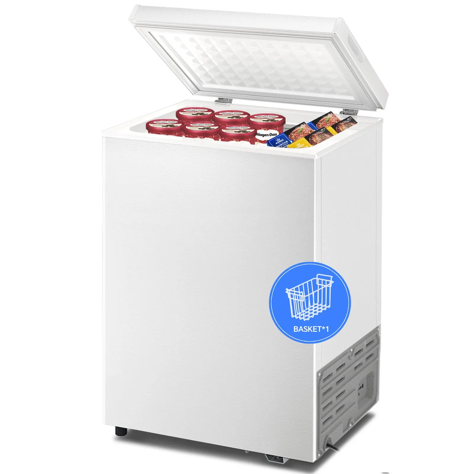 Chest Freezer 2.8 Cu.ft with 2 Removable Baskets Adjustable Temperature Energy Saving Compact Top Open Door Freezer White, Freezers Chest, Deep Freezer,back to school,back to school haul