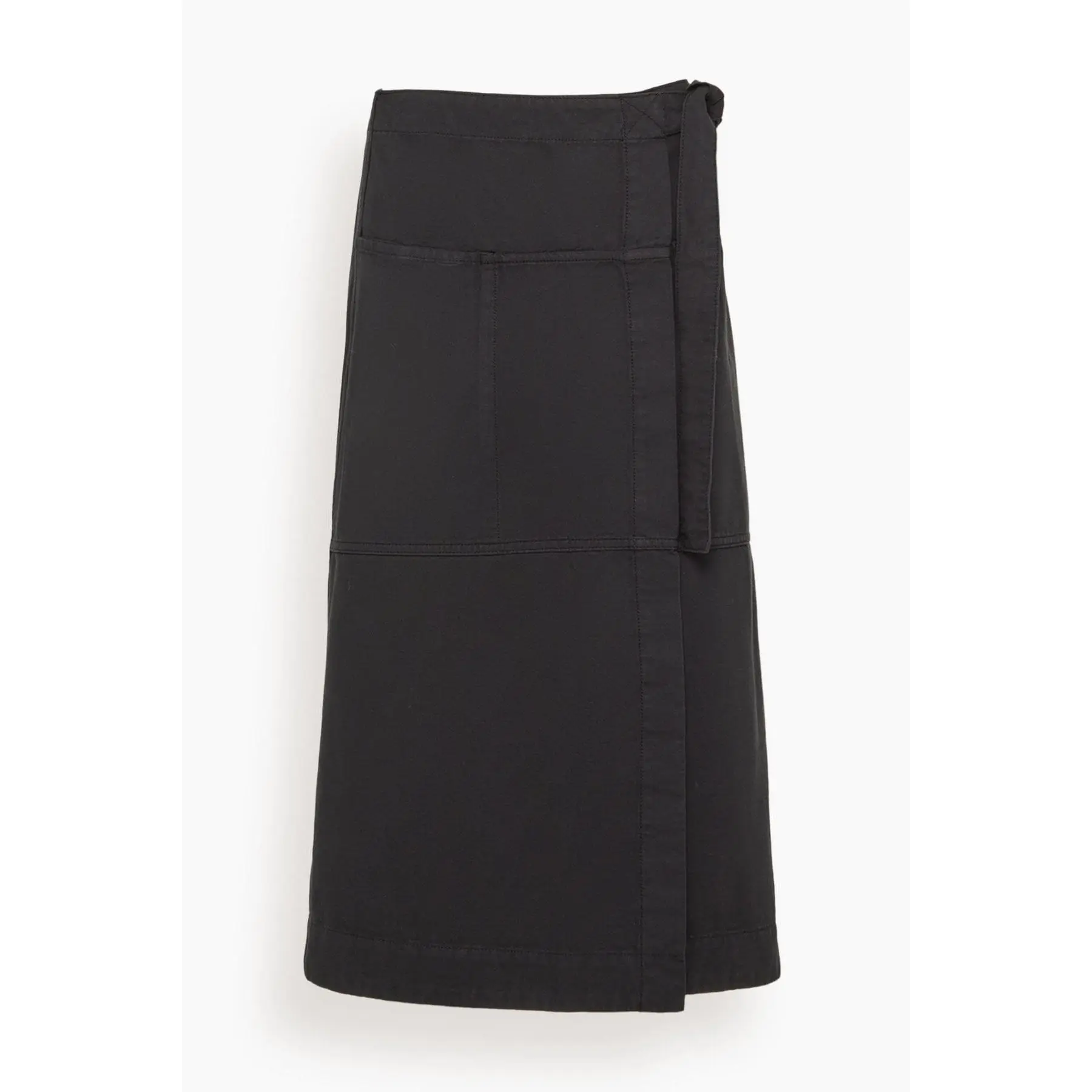 Apron Wrap Cotton Canvas Skirt in Slate