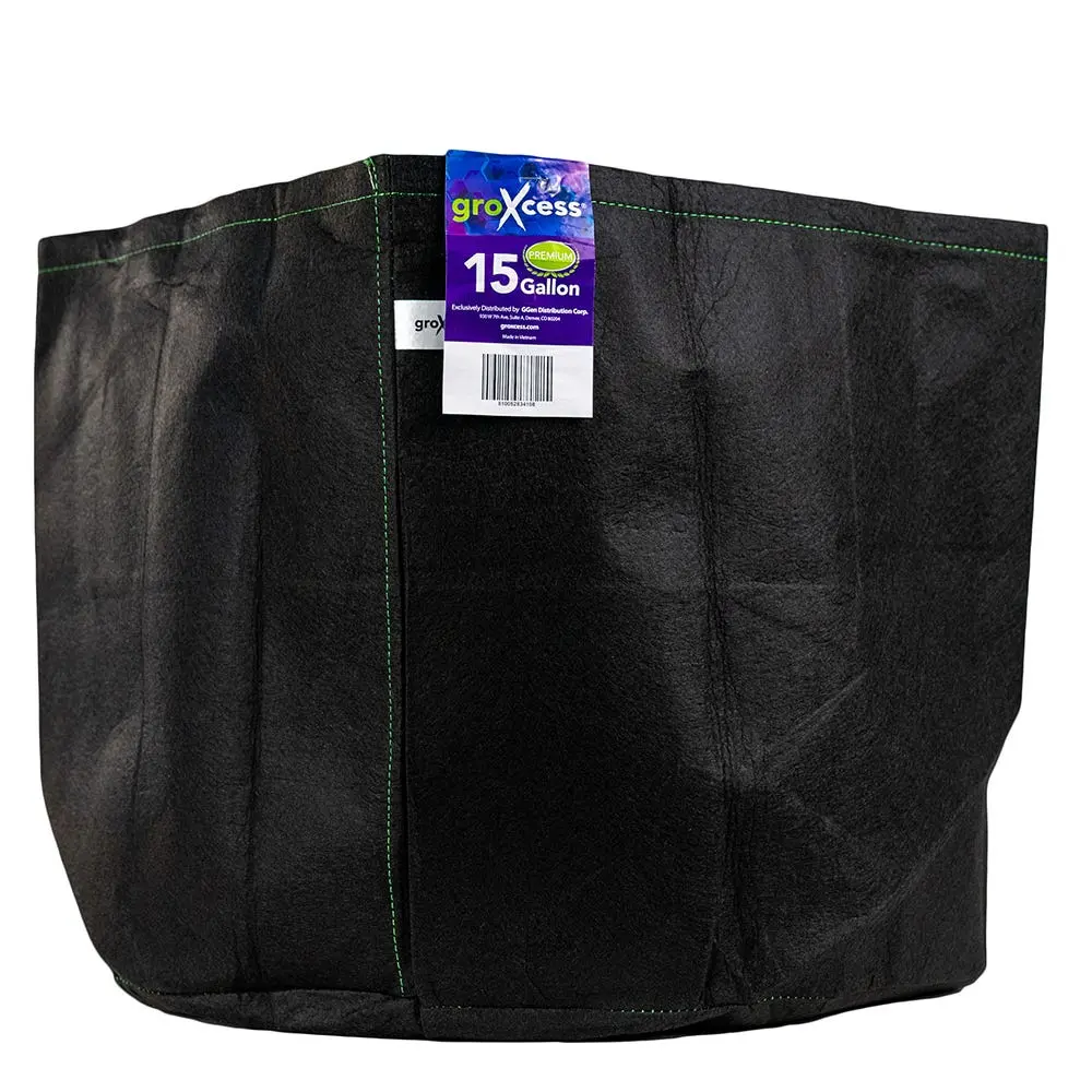 GroXcess Premium Black 15-GAL Fabric Pot No Handles