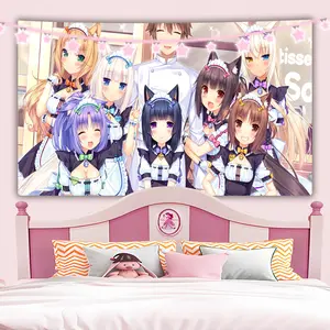 Nekoparas Kawaii Background Cloth Wall Decoration Psychedelic Anime Girls' Dormitory  Room Banner Wall Hanging decor