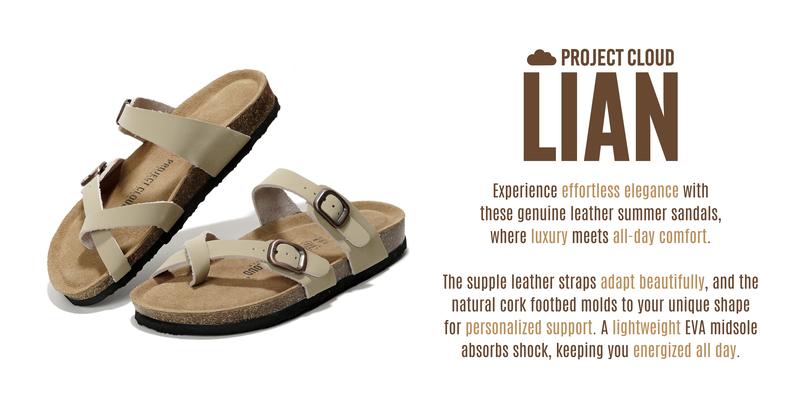 Project Cloud Women's | Genuine Leather Sandals | Memory Foam | Lightweight | Non-Slip - Lian
