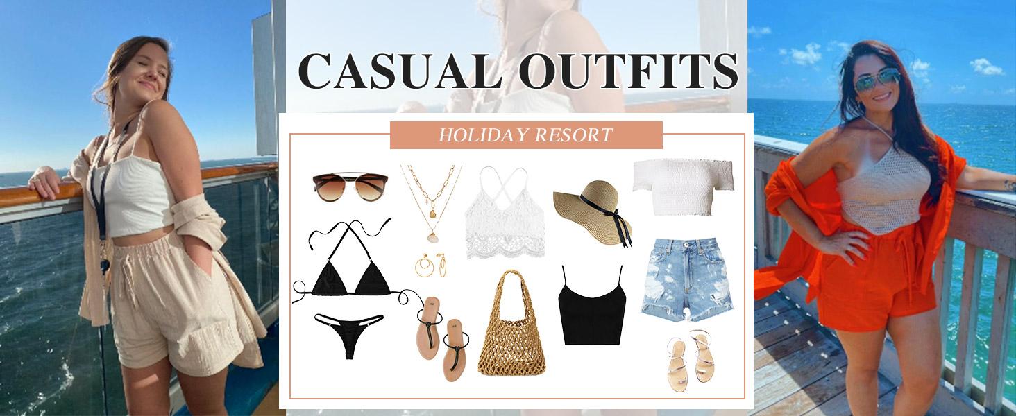 Plus Size Women's 2 Piece Outfits Cotton Linen Shirt and Drawstring Shorts Set Summer Tracksuits 2025#US 2025 Deals for You Days