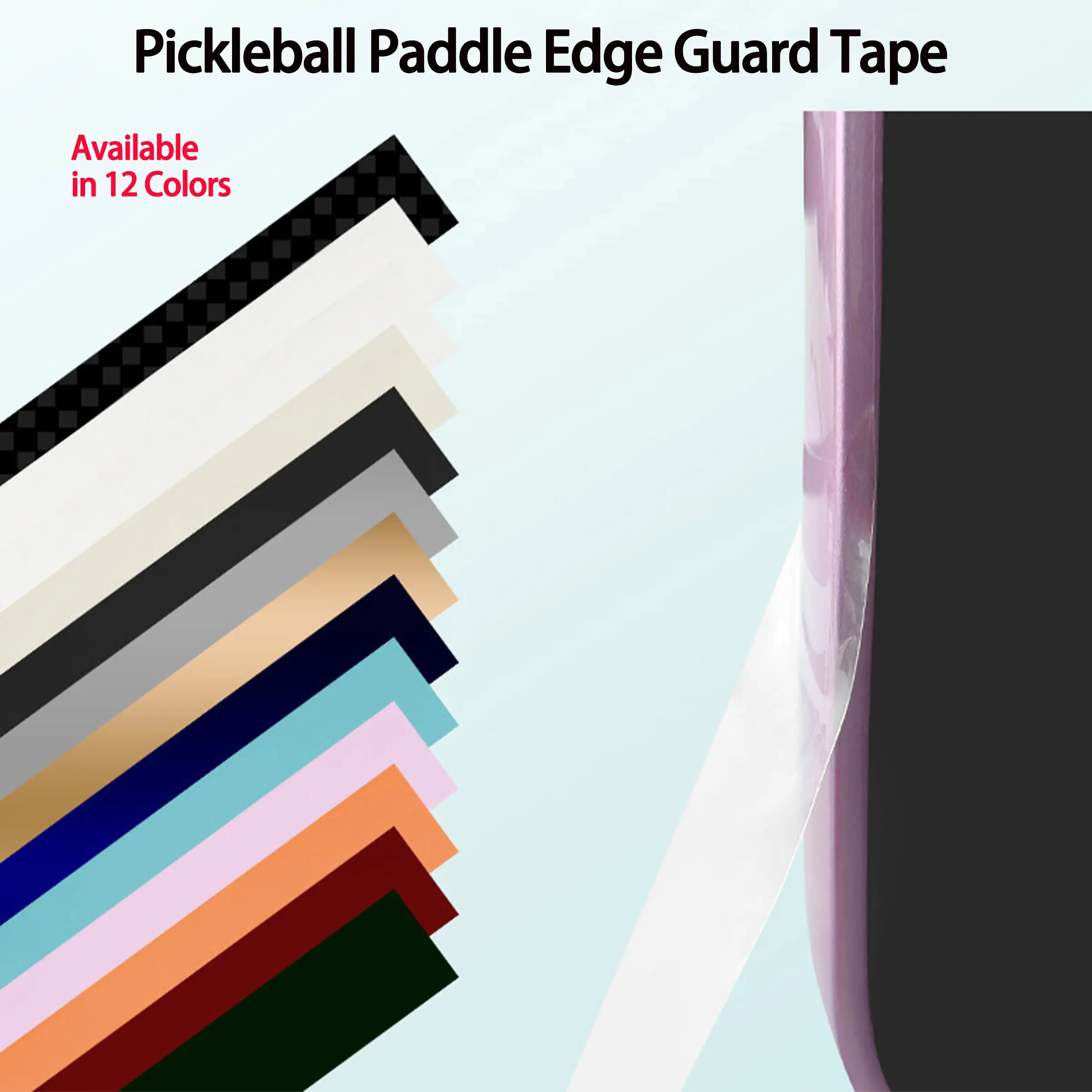 Pickleball Paddle Edge Guard Tape,Ultra-Light,TPU Eco-Friendly,High-Gloss Mirror Polish,Flexible & Scratch-Resistant,Shatterproof,Durable,Strong Adhesive,Multiple Colors Custom Style,Fits 0.63" Width Pickleball Paddle,L:29.53 IN., Racket Protector