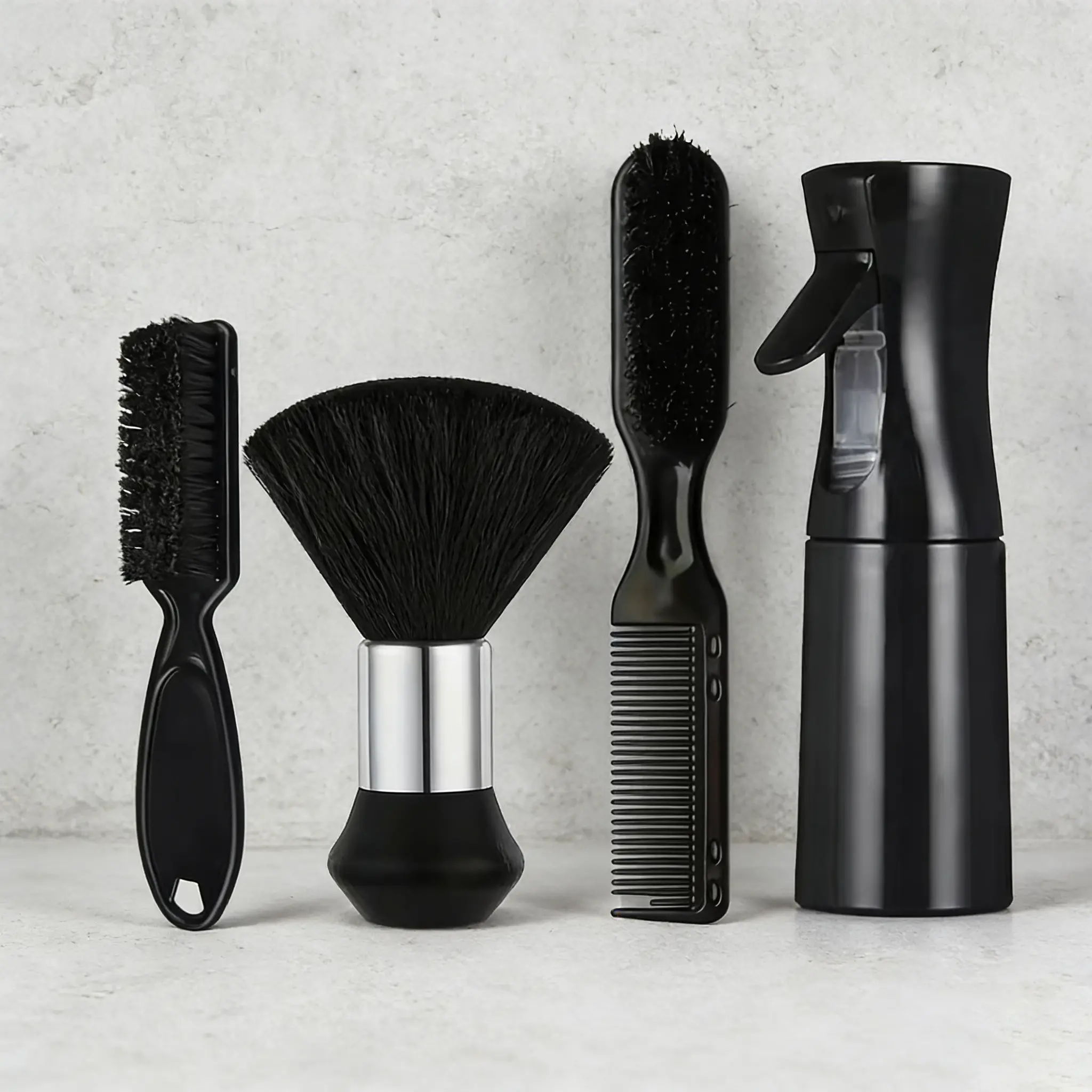 4-Piece Hair Styling Tool Set with Spray Bottle, Nylon Brush, Clipper Cleaning Brush, Barber Equipment, Haircare Equipment, Hairdressing Set for Salons, Essential Hair Care Kit, Hair Styler Set