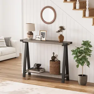 Garvee 2-Tier Console Table with Storage, 43.3-Inch Entryway Table Featuring Metal Frame and MDF, Narrow Sofa Table Ideal for Hallway, Bedroom, and Living Room