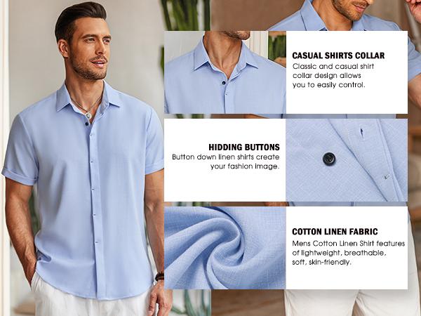 COOFANDY Summer Clearance Men's Shirts Short Sleeve Casual Shirts Button Down Shirt for Men Beach Summer Wedding Shirt Menswear Fashion Outfit Jeans