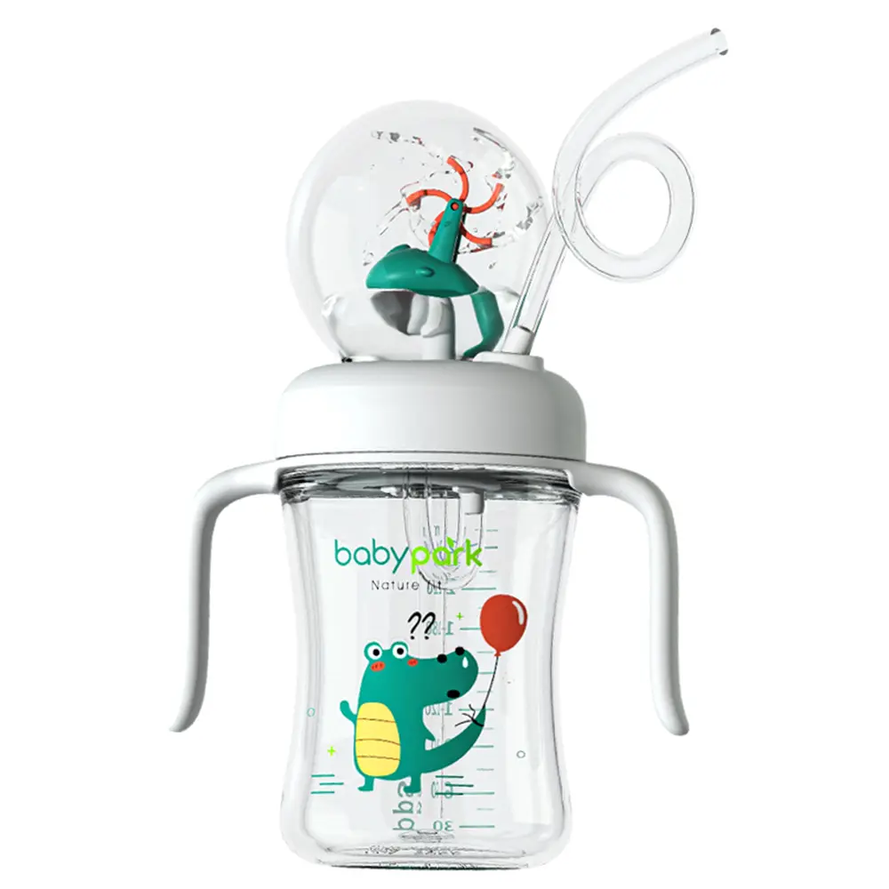 Spill-Proof Tritan Whale Fountain Cup with Soft Flexible Silicone Straw,8 oz,Perfect for Kids'Drinks-Drinkware,Bottle