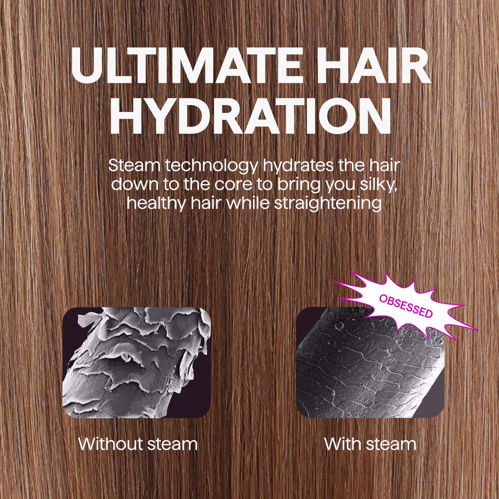 Wavytalk Steamline Pro Steam Hair Straightener Brush and Wavytalk Smooth Barrier Heat Protectant Spray Set