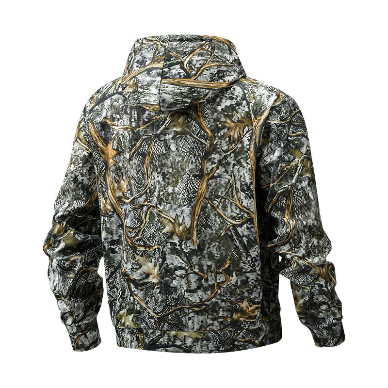 Men's spring and autumn American camouflage hooded jacket, retro fashion simple camouflage daily tooling sweater, breathable and comfortable long-sleeved street hooded cardigan jacket