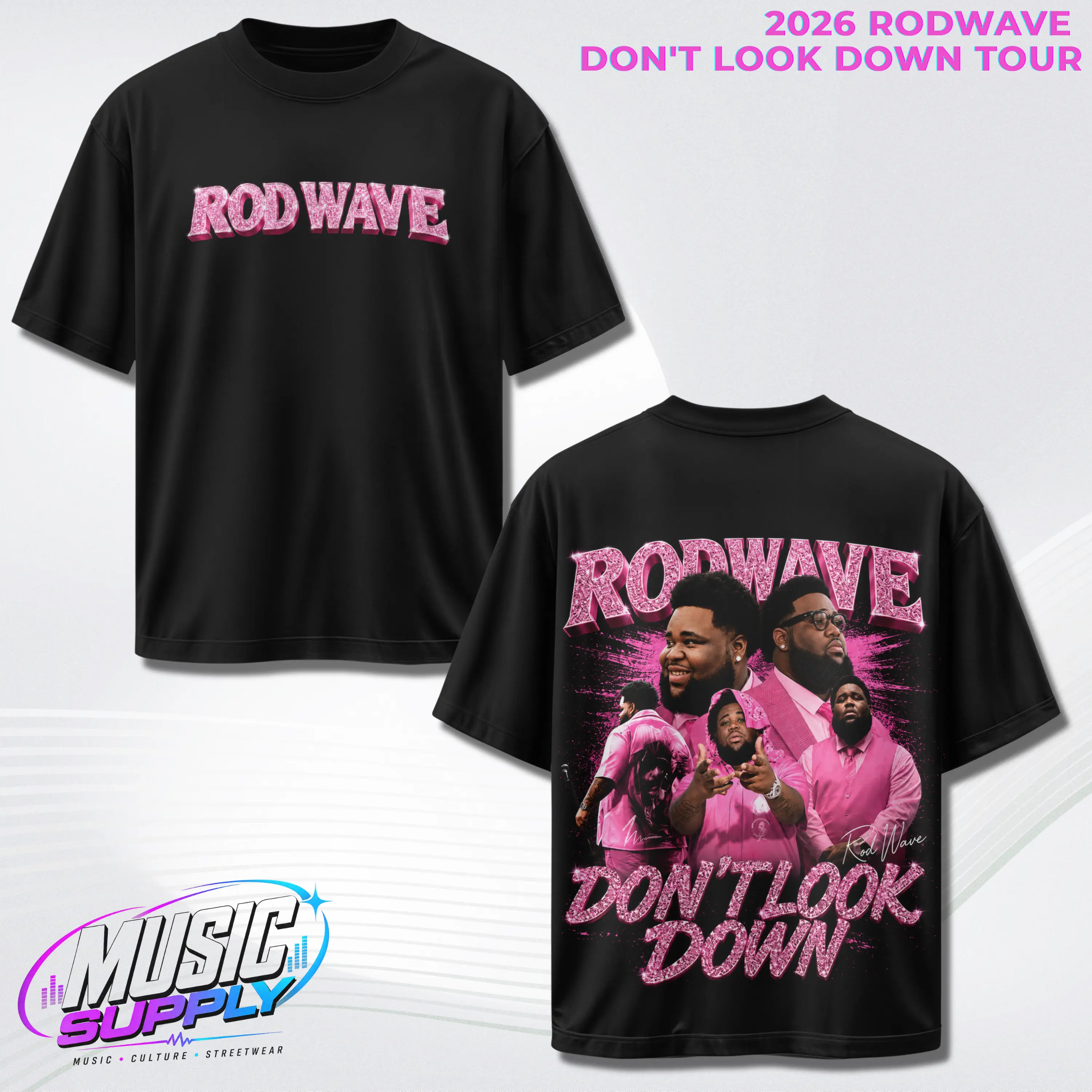 Rod Wave Don't Look Down Tour 2026 Premium Cotton T-Shirt, Double Sided Concert Merch Graphic Tee, Vintage Bootleg Hip Hop Rap Streetwear Shirt, Music Tour Fan Gift