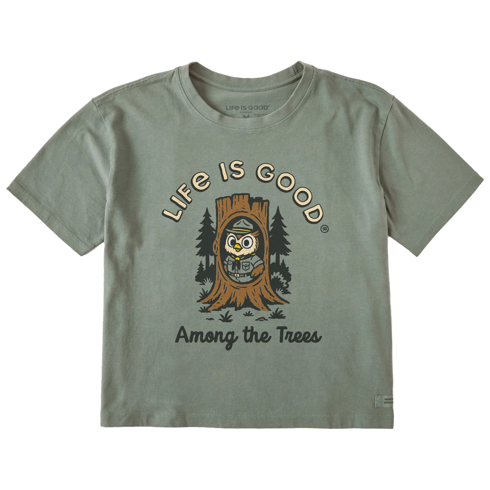Women's Owl Among the Trees Short Sleeve Crusher Boxy Tee