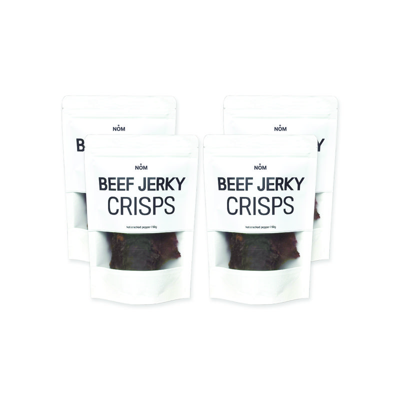 Nom Snacks 4 Pack Bundle Beef Jerky Crisps, Crispy, Crunchy & Flavorful | US Made