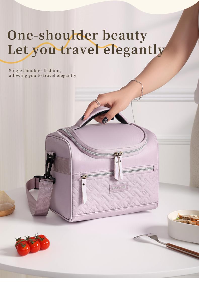 2.11gal Durable Oxford Cloth Lunch Bag, Aluminum Foil Insulated Lunch Bag with Zippered Compartments and Adjustable Shoulder Strap - Simple Everyday Use Bag