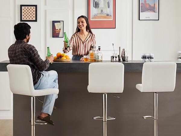 Adjustable Swivel Barstools Set of 2 in PU Leather with Hydraulic Lift, Kitchen Counter Height Stools Featuring Thickened Seat Cushions and Back Adjustable Swivel Barstools Set of 2 in PU Leather with Hydraulic Lift, Kitchen Counter Height Stools Featuring Thickened Seat Cushions and Back