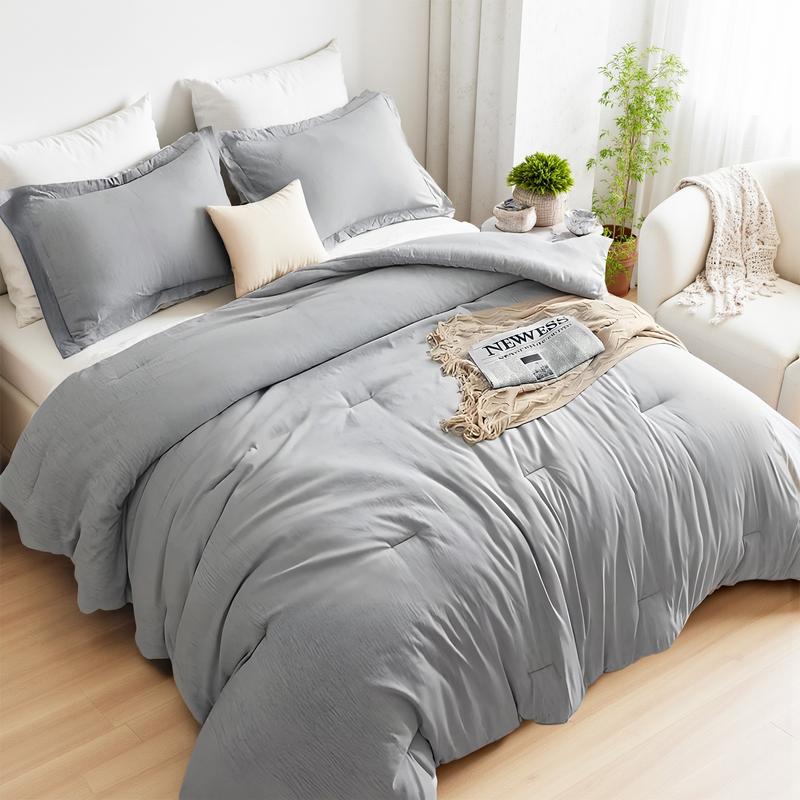 Bepatio 3pcs Soft Cozy Comforter Set Queen Size - Washable Bedding Comforter In Twin Size, Luxury Bedroom Decor Accessories, Breathable Lightweight Fluffy Bedding Sets with 1 Comforter and 2 Pillow Shams,  full comfort, Ideal Gift