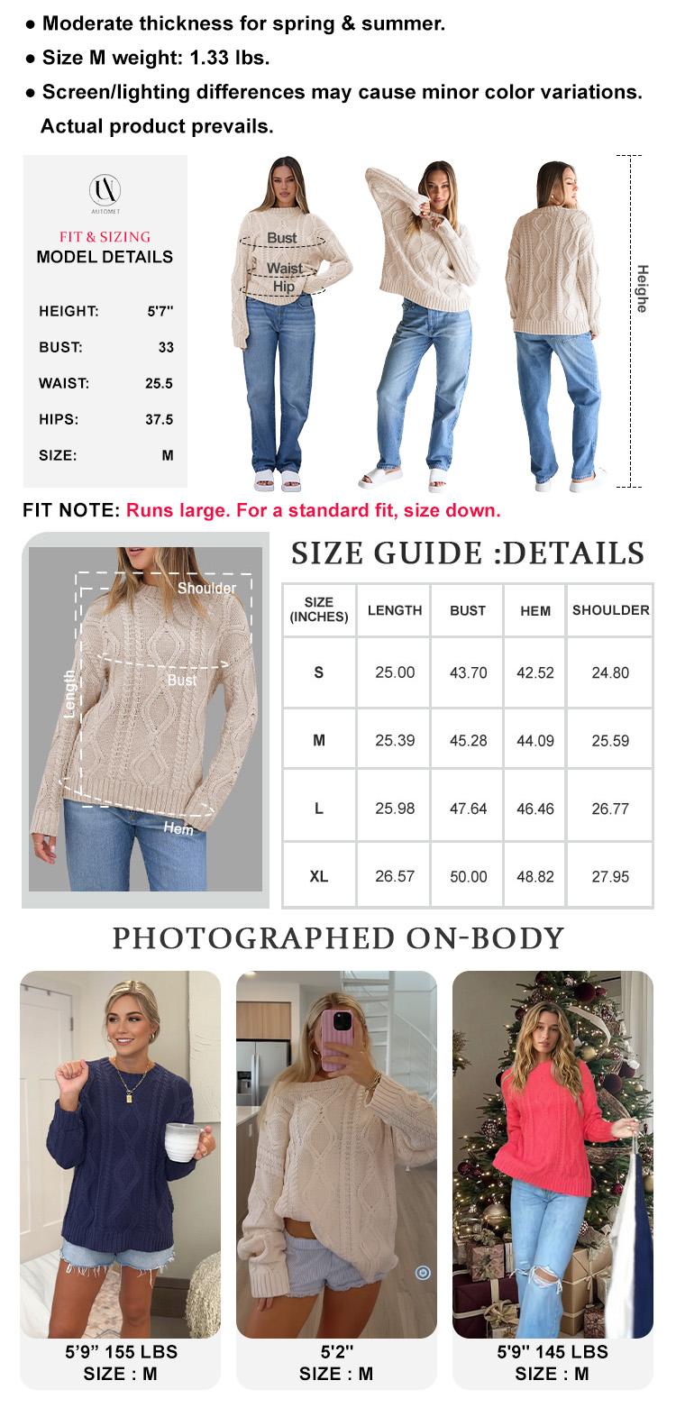 AUTOMET Women's Oversized Cable Knit Crewneck Sweaters Chic Womenswear Knitwear Soft Style Tops SpringFresh SpringStatements