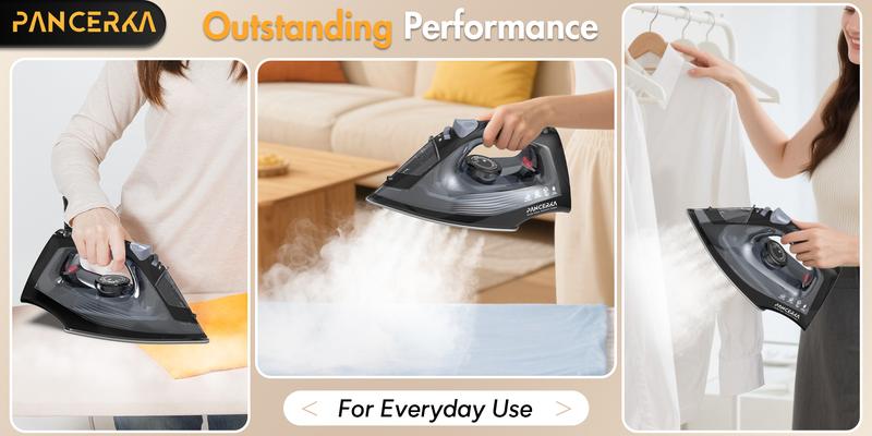PANCERKA 1600W Steam Iron for Clothes - Powerful Steam Burst, Teflon Non-Stick Soleplate, Fast Heating & Auto Shut-Off | Clothing Iron with Easy Temperature Control | Irons | Plancha de Ropa