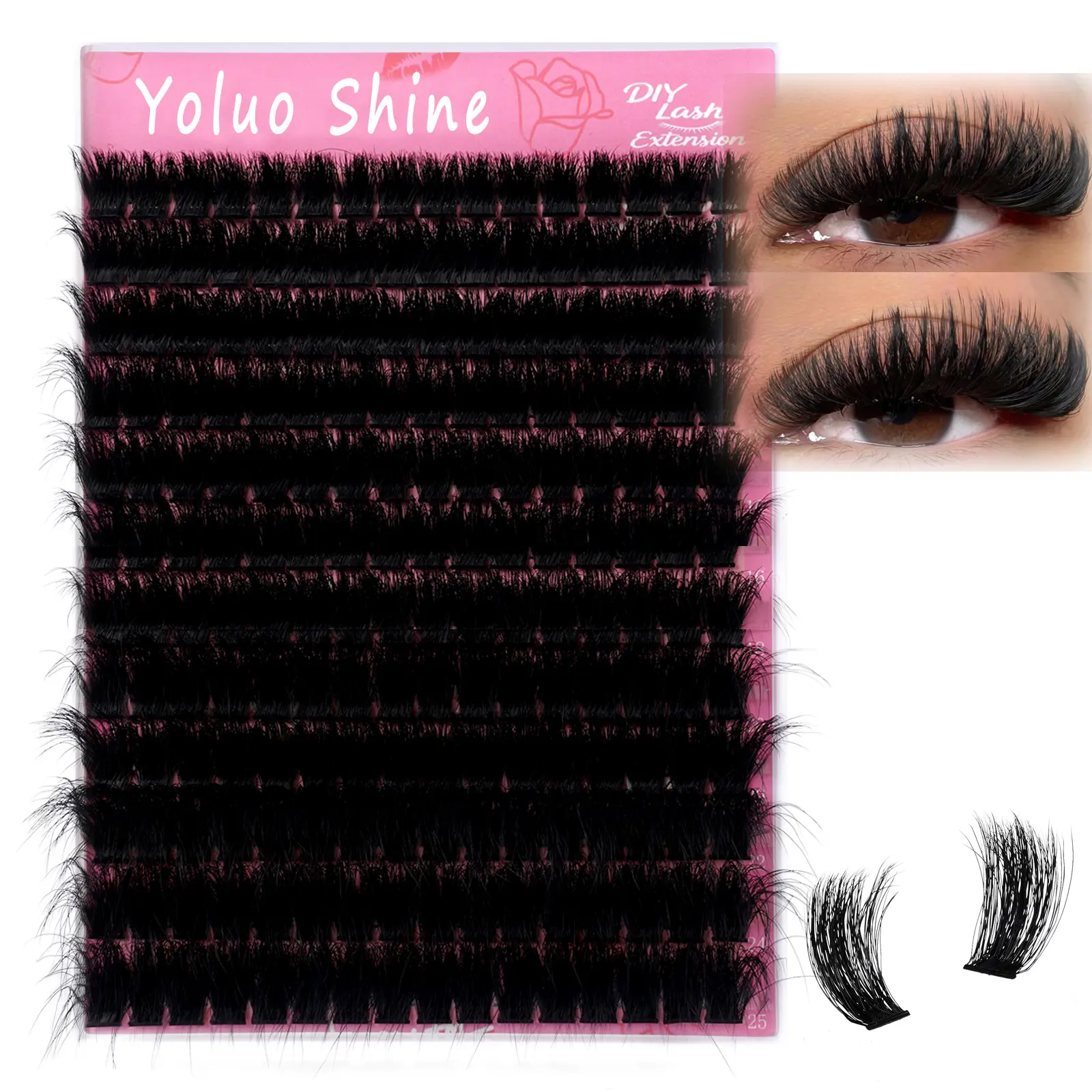 Fluffy Lash Clusters Thick 12-25mm Volume Eyelash Clusters 280D Wispy Individual Lashes D Curly Cluster Eyelash Extensions DIY Lash Extension for Beginners, back to school