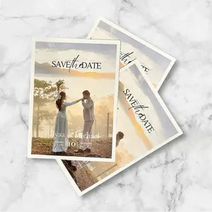 Custom Photo Save The Date Magnet, Modern Minimalist Wedding Announcement 3.5”x5”