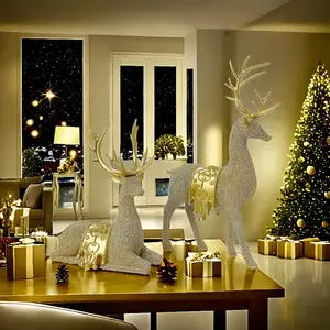 2pcs Set Sparkling Reindeer Figurines - Perfect for Christmas, New Year & Wedding Decor |   Ideal for Office Desk, Home & TV Stand |   Charming Living Room Accents & Thoughtful Gift Decoration Ornaments desk decoration Crystal Dragon Fidget Toy Egg girls