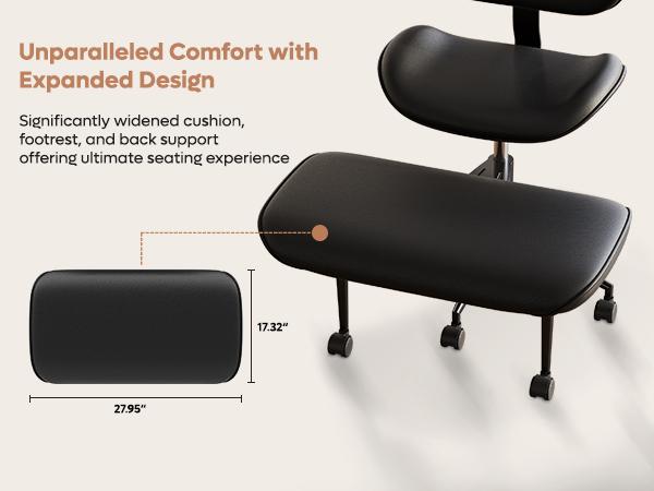 Pinmoco Curved-Shape Ergonomic Cross Legged Swivel Chair, Adjustable Height and PU Leather, Meditation Chair with Back Support, Home and Office