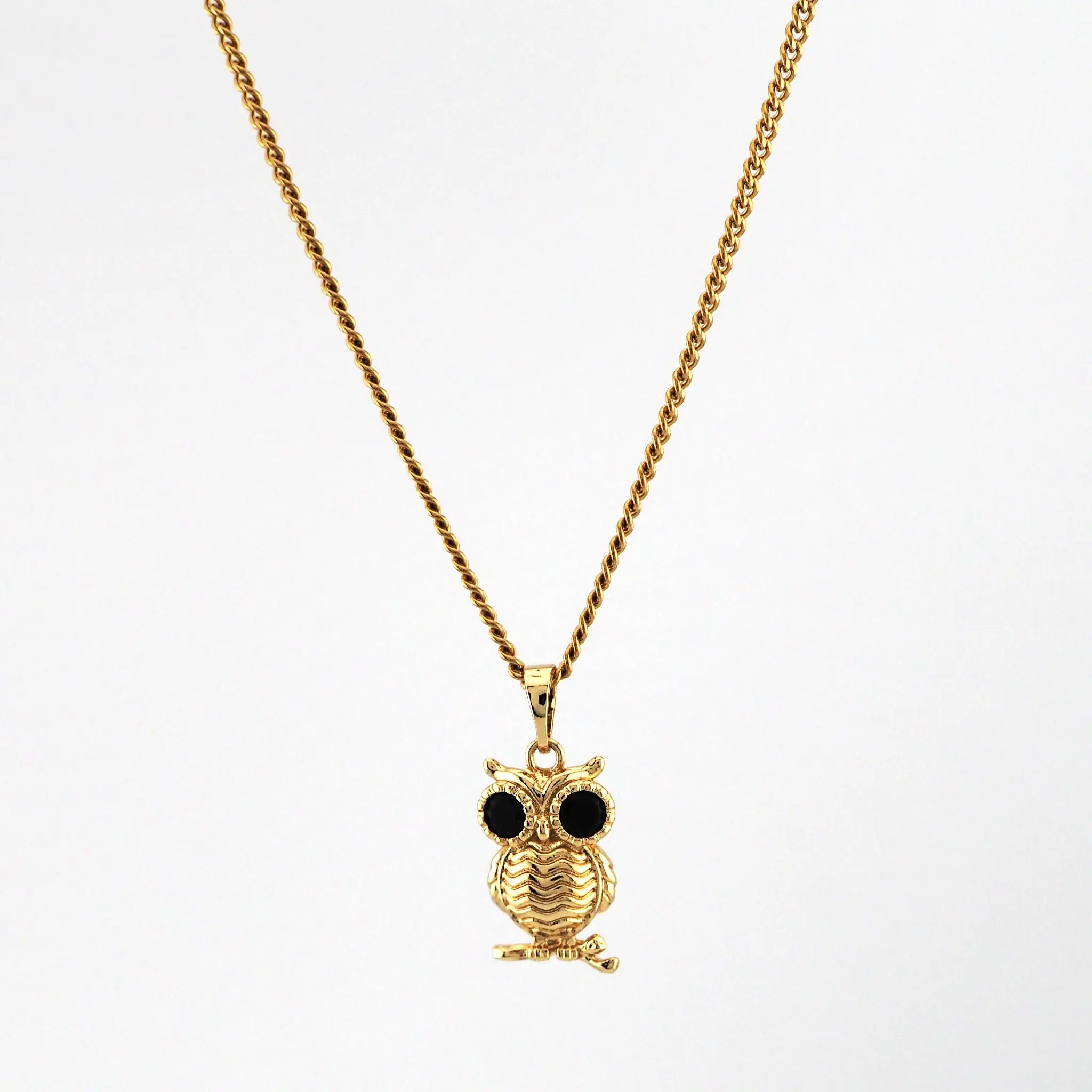 Owl Charm Pendant Necklace - 14K Gold-Plated
