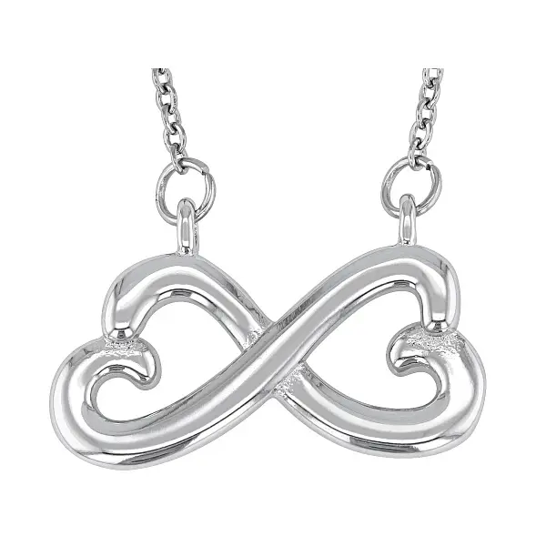 Jtv Silver Tone Infinity Heart Pendant, Long Chain Jewelry Necklace for Women, Elegant Design with Adjustable Length 17-23 in, Heart Necklace, Infinity Necklaces