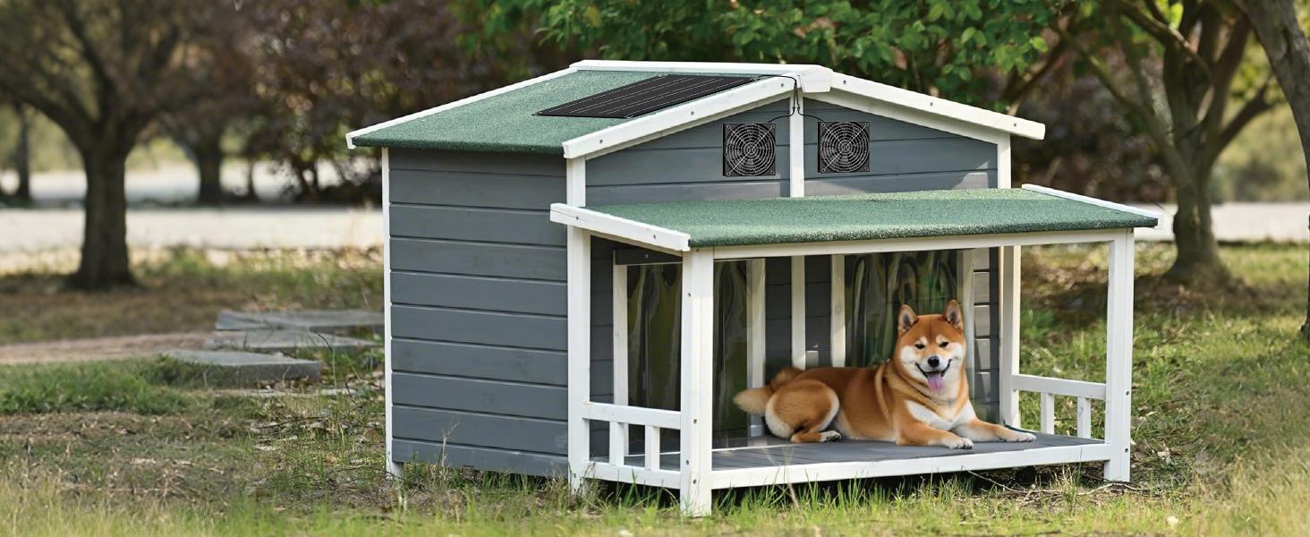 MARBERO 4.7 Inch Solar Powered Fan Kit 15W Solar Panel with 2 Waterproof Fans Intake or Exhaust Air Fan wtih 13 Ft Cable for Outside Backyard Chicken Coops/Greenhouses/Dog Houses/Pet Houses