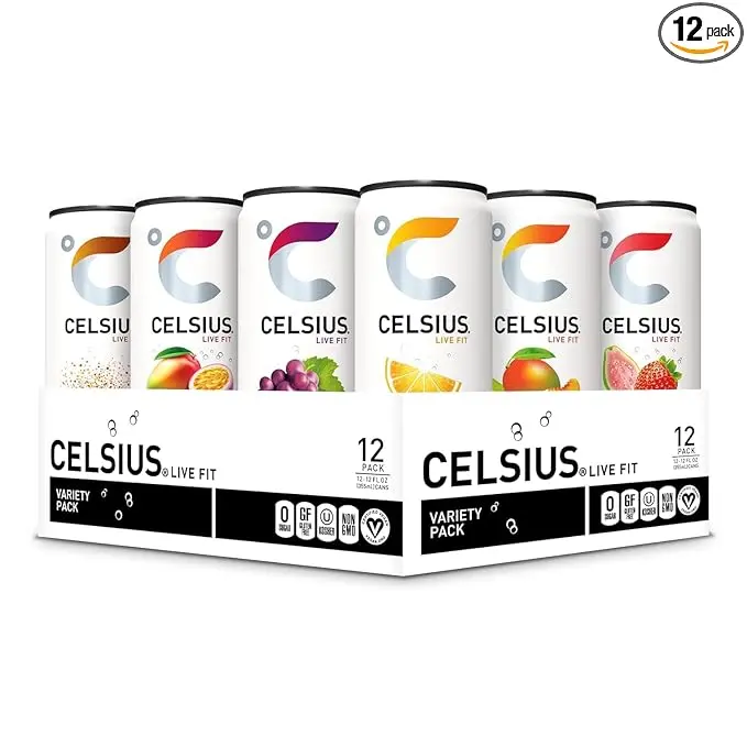 CELSIUS Official Assorted Flavors Variety Pack Energy Drinks, Vegan, Sugar-Free, Gluten-Free, Low-Carb Functional Essential Energy Drinks, 12 Fl Oz (Pack of 12)