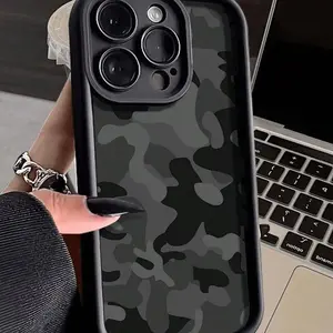 Camouflage Square Frosted Phone Case for iPhone 16 15 14 13 12 11 Pro Max XS XR X 7 8 Plus SE Anti-Drop Shockproof Case Birthday Gift for Friends