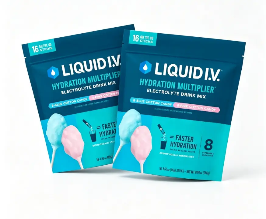 Liquid I.V. Cotton Candy - Hydration Multiplier - Hydration Powder Packets | Electrolyte Powder Drink Mix | Convenient Single-Serving Sticks | 8 Vitamins & Nutrients | 1 Pack (16 Servings)