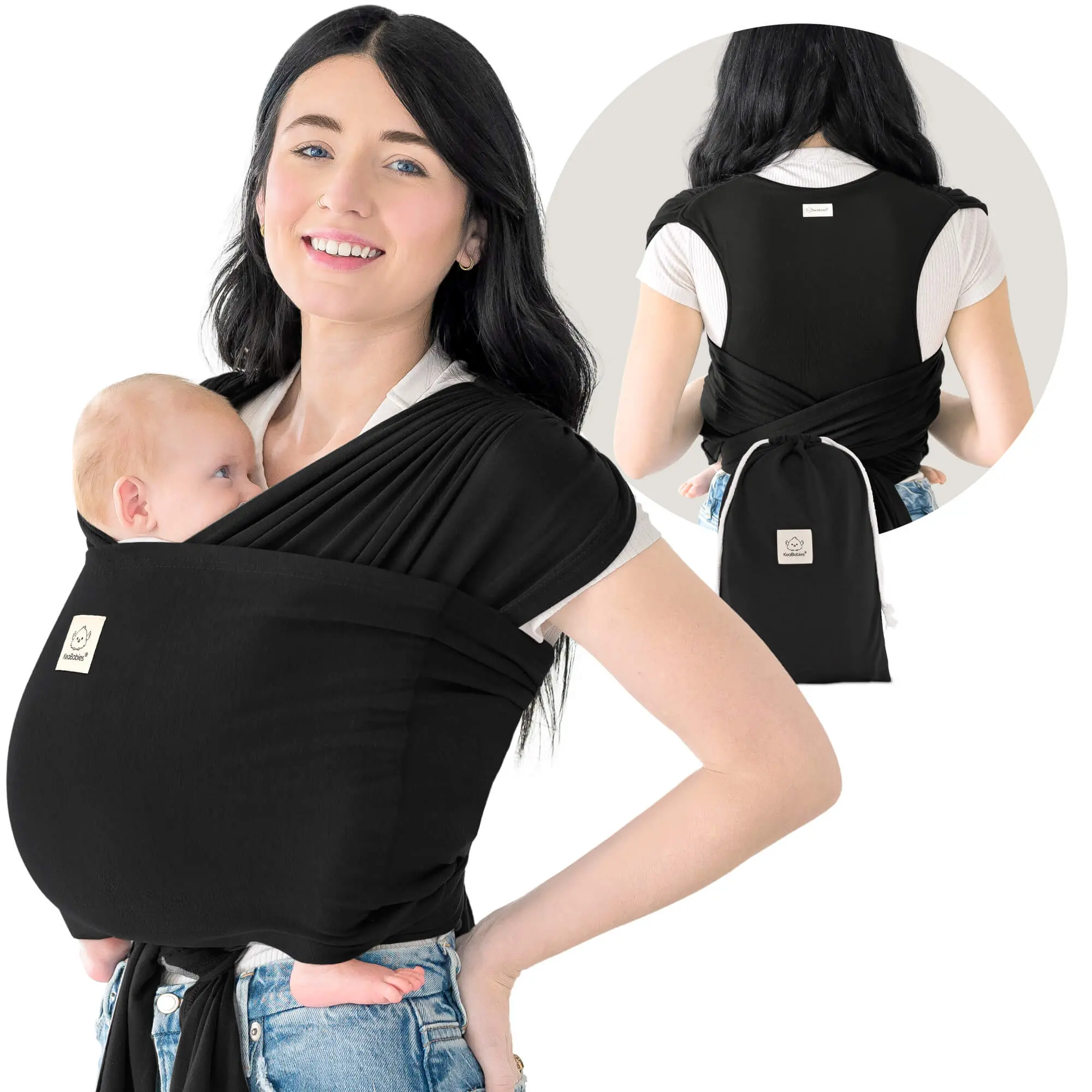 KeaBabies Baby Wrap Carrier Ring Sling - Easy to Wear, Adjustable D-Lite Baby Carrier Newborn to Toddler, Infant Carrying Shirt, Hands Free Bonding, Breathable Fabric Wearing Wrap
