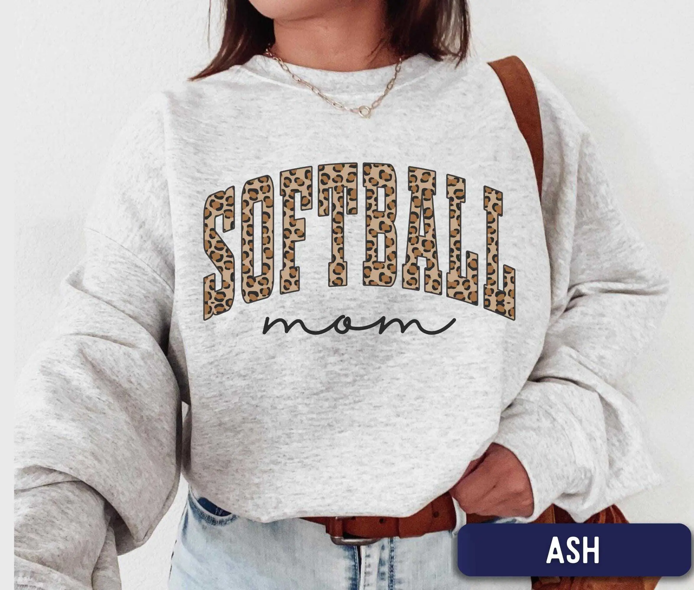 Softball Mom Sweatshirt, Leopard Softball Mom Outfit, Cheetah Print Softball Mom Sweater, Game Day Softball Mom Crewneck