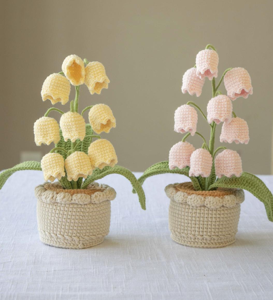 Handmade Crochet Lily of the Valley Potted Plant, Crochet flower, Handmade gift, Home decor, Office decor, Birthday gift, Christmas gift