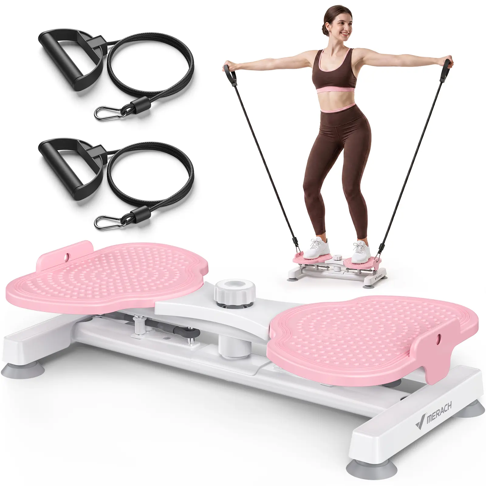 Merach Waist Twist Machine Toned Abs Waist Twister Can Stand with Feet Apart Double Non-slip No Noise Use Exercise Equipment Abdominal Roller Workout BackToSchool