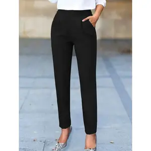 Women's high waist fat control carrot pants, straight leg casual office suit pants, elegant and simple design, suitable for daily commuting