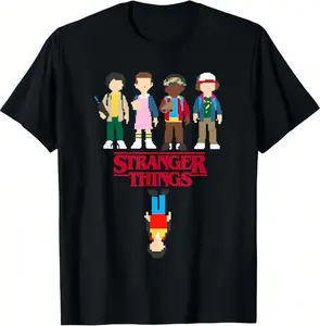 Stranger Things Retro 8-Bit Pixel The Party Upside Down Logo T-Shirt