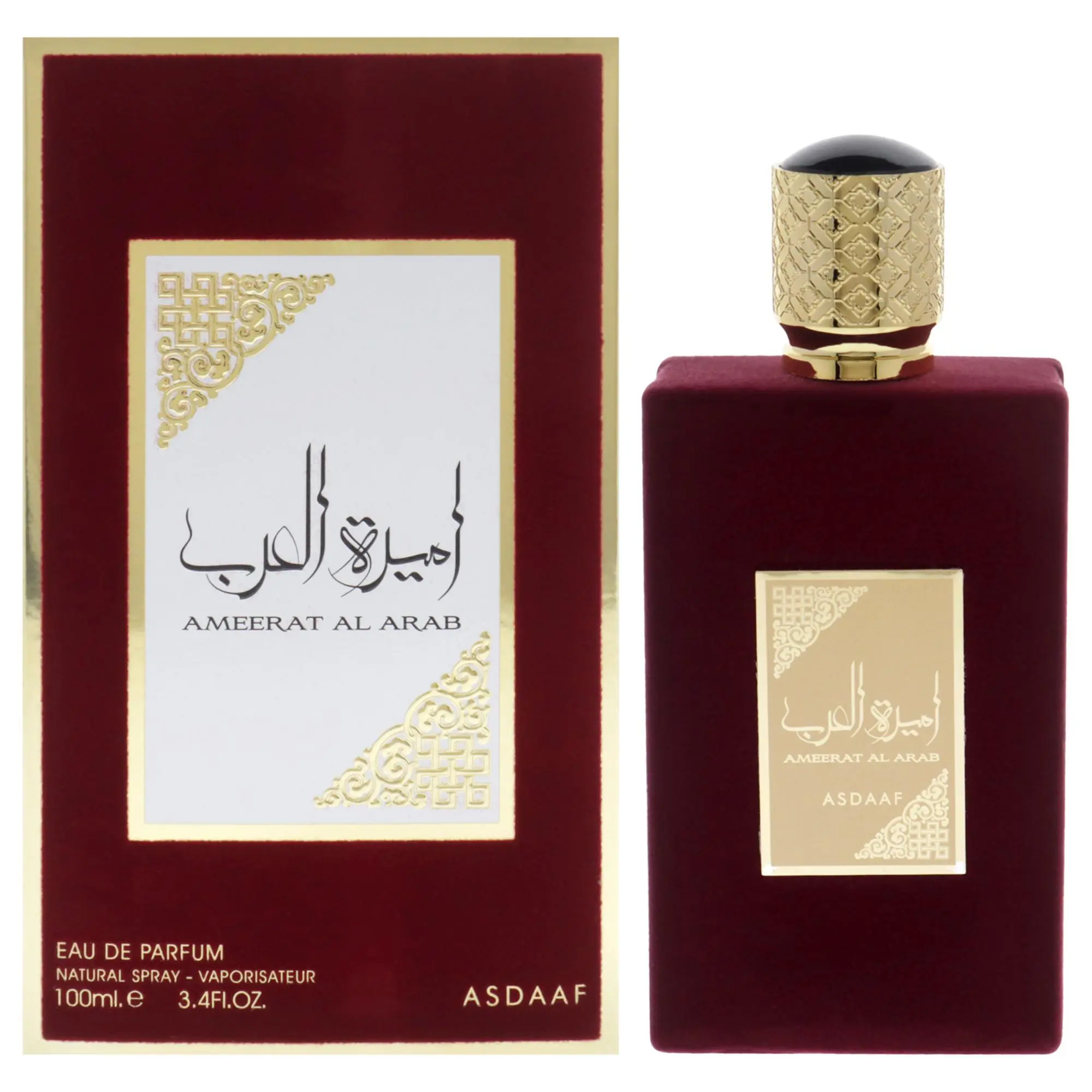Lattafa Asdaaf Ameerat Al Arab Eau De Parfum for Women — Bergamot, Lemon, Grapefruit, 3.4 oz (100 ml) | lattafawomen's prive rose perfume, lattafalong-lasting bergamot cologne, lattafaamethyst oud edp perfume, jasmine, bergamot perfume, rose, oud, amber