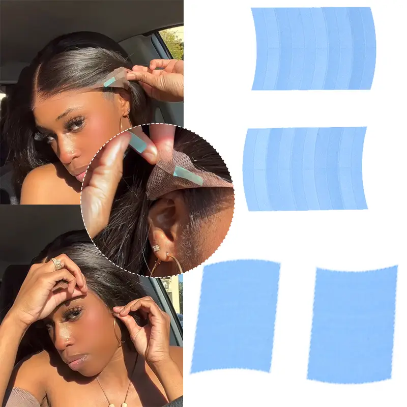 72 pcsWig Tape Waterproof Double Side AdhesiveTape-in Hair Extension Tape Lace Front Wig Tape for Hair Extension - Strong Hold and Easy Tape-in Hair Extension TapeApplication beginner transparent lawigs silver vibes glitter drag queen glued