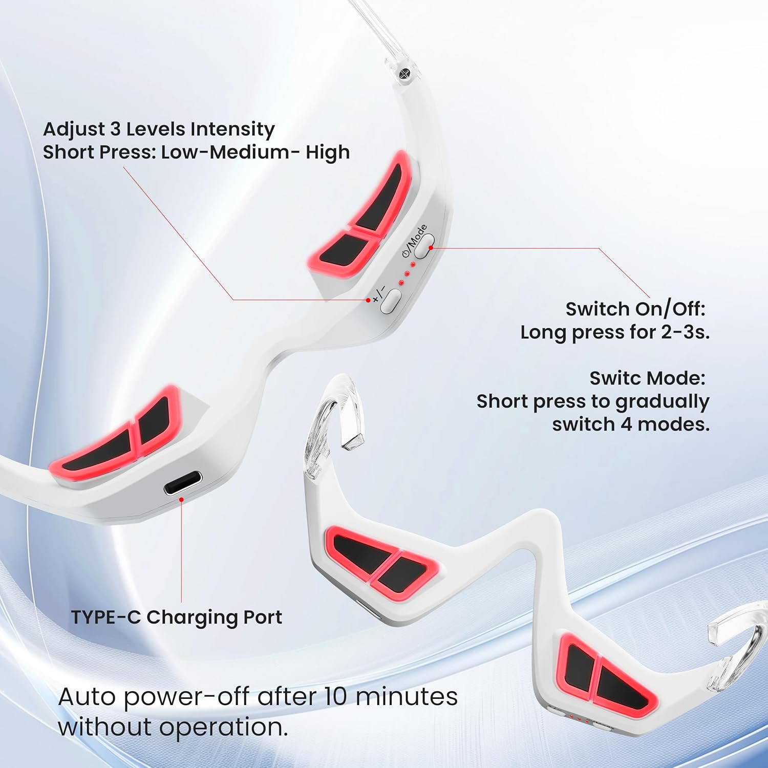 Under Eyes Red Light Therapy Eyelift Massager Glasses,Microcurrent Eye face led red light Beauty Device under Eye Massager Eyes Bag Remover for Reduce Dark Circles Puffiness Wrinkles Relax Eye Strain