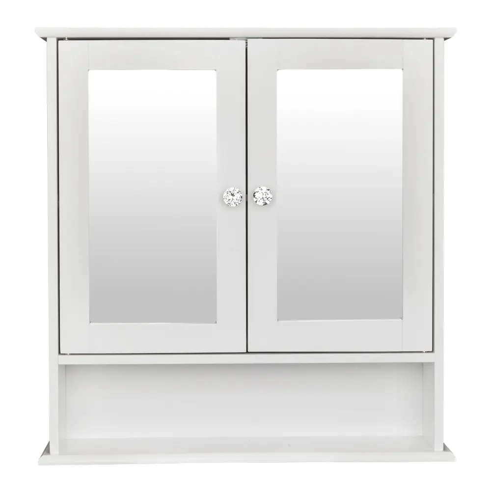 Karl Home Wall-Mounted Bathroom Mirror Cabinet: White, Double Door, Indoor Shelf Storage,dorm essentials,home decor