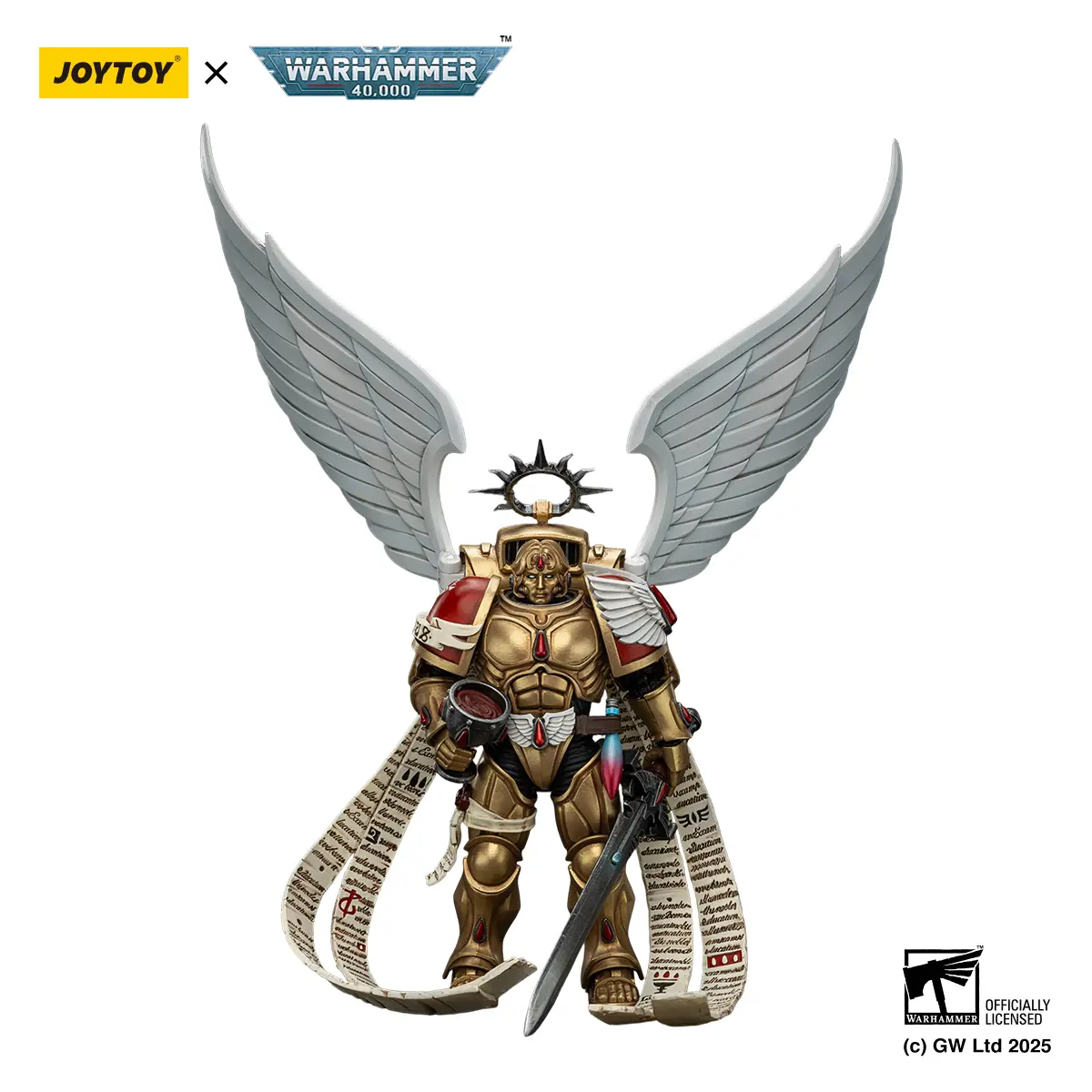 JOYTOY Warhammer 40,000 1/18 PVC+ABS Articulated Blood Angels Action Figure - The Sanguinor with Encarmine Broadsword, Adult Collectibles Game Piece, JT02519