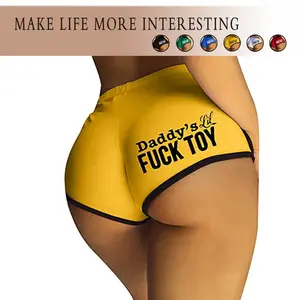 Women's plus-size letter-print underwear, high-waisted casual sports yoga shorts.