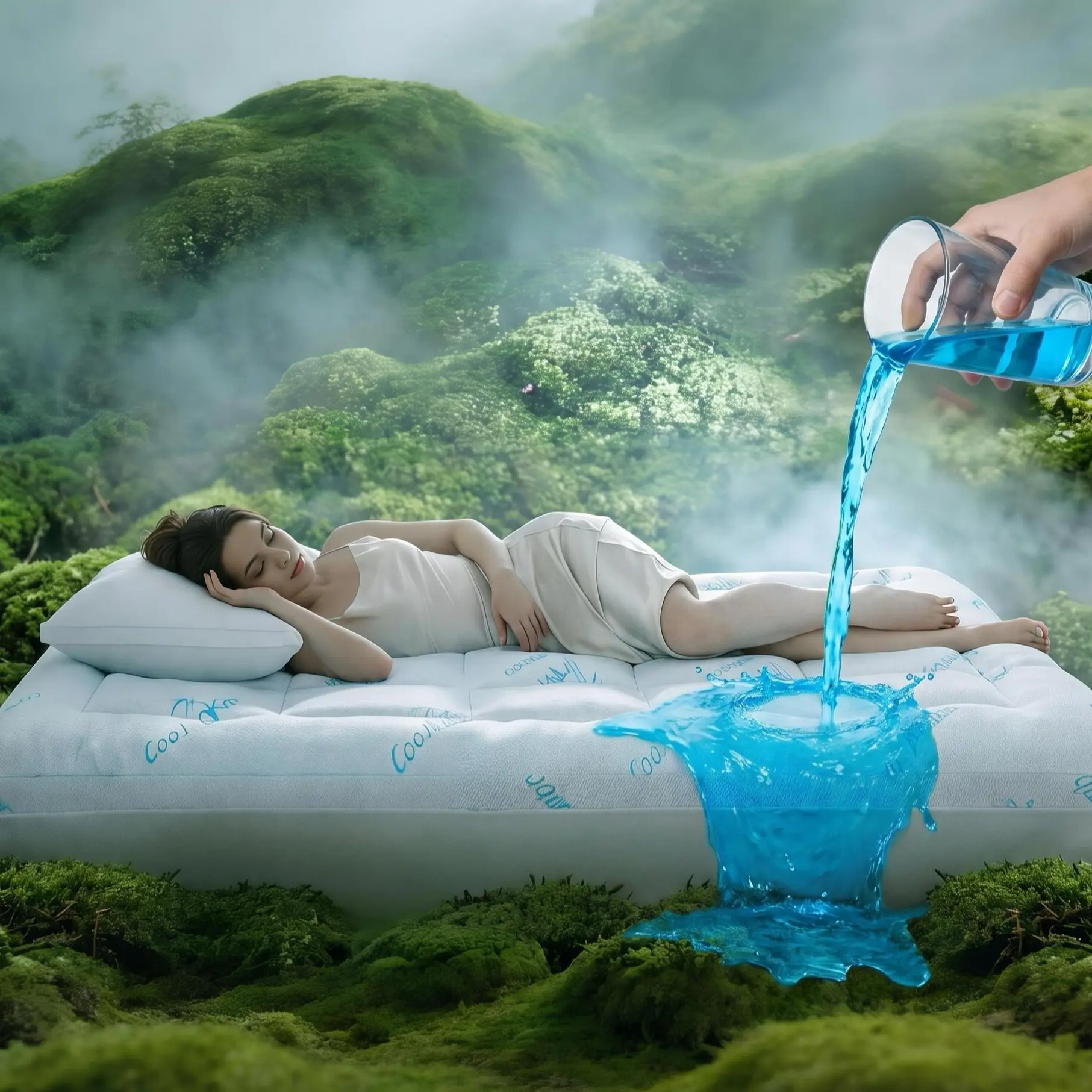 【Deals for You Days】DOWNCOOL Waterproof  Cooling Mattress Topper, Memory Foam Mattress Topper Pillow Top  for Hot Sleepers, Viscose Derived from Bamboo, Deep Pocket Fits 8-21 Inch