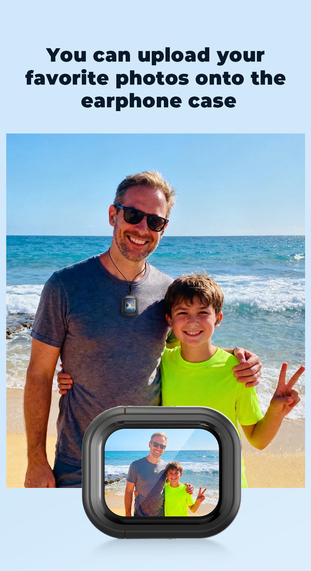 hTC NE20 Wireless Earbuds, TWS Bluetooth 6.0 Headphones, Touch Control LCD Full Color Display Screen Ear Buds, Wireless Earphones with Mic