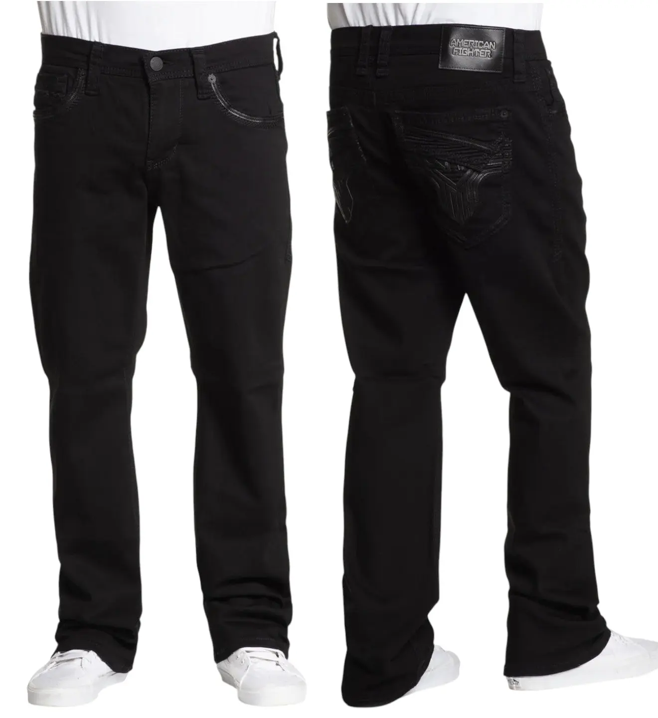 American Fighter Men's Heritage Radar Bootcut Denim Jeans - Plain Mid Waist, 34" Inseam Full Length, Cold Wash Machine Wash All-Season Casual Menswear Denim Pattern Men's Jeans